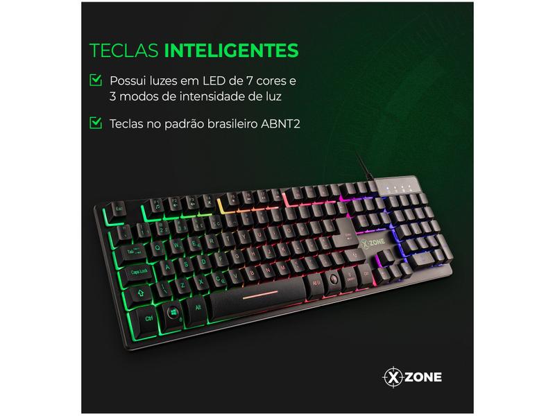 Teclado Semimecânico Gamer XZONE GTS-01 USB - ABNT2 Preto